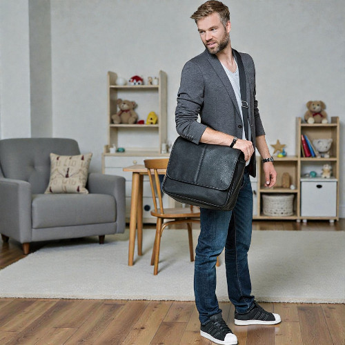 Laessig Tender Toby Bag Wickeltasche fuer Vaeter aus Kunstleder mit grosser Klappe vielen Innenfaechern Wickelunterlage isoliertem Flaschenhalter und Kinderwagenbefestigung als elegante Schultertasche erhaeltlich im Babyladen Erlangen https://www.babyladen-erlangen.de/shop/laessig-tender-toby-bag-wickeltasche-vaeter